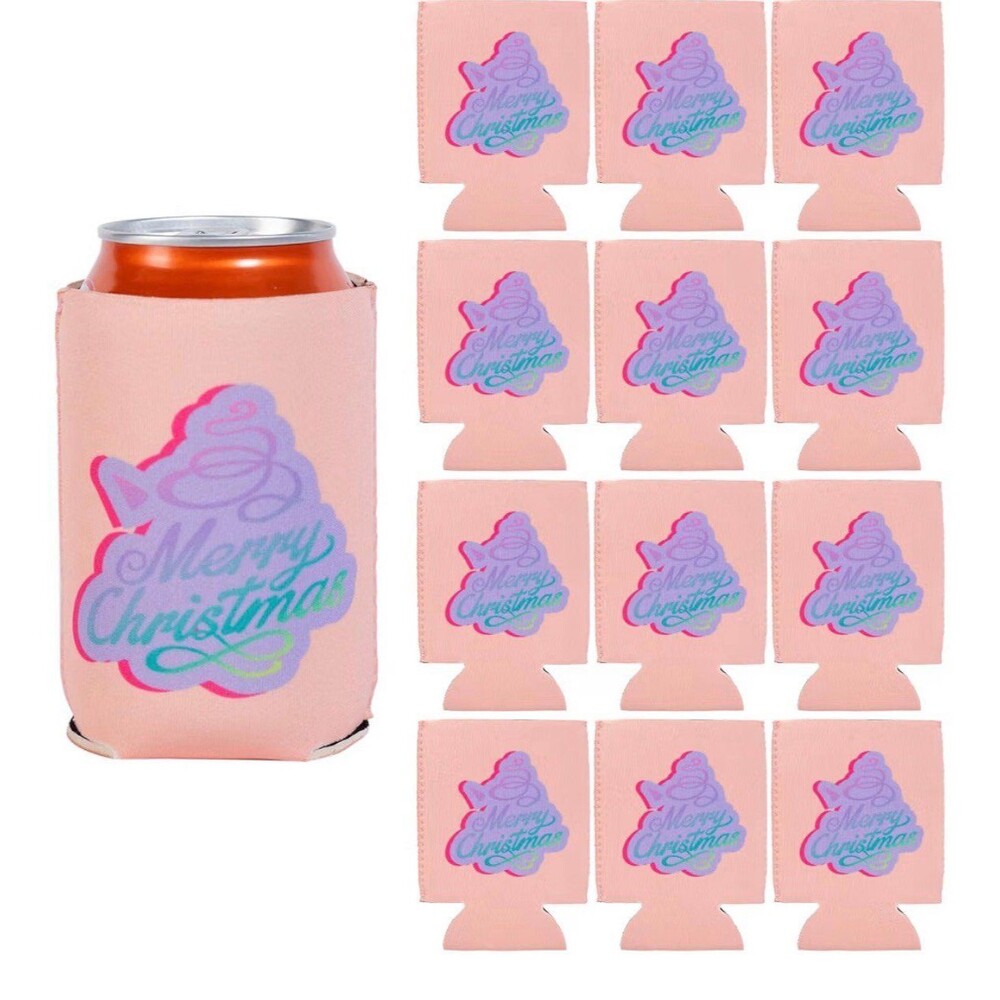 12 Pack Merry Christmas Can Coolers Sleeves
